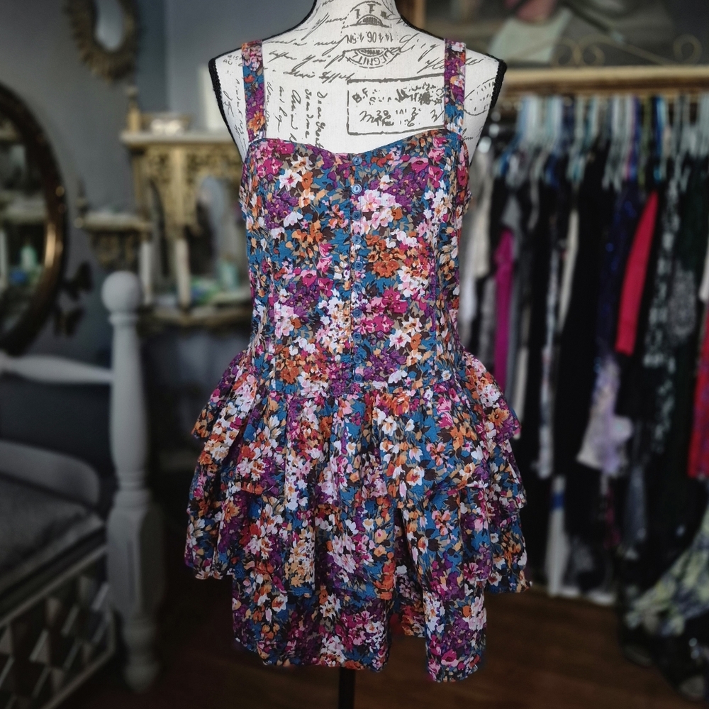 Poetry Vintage-Looking Multicolor Floral Dress Large